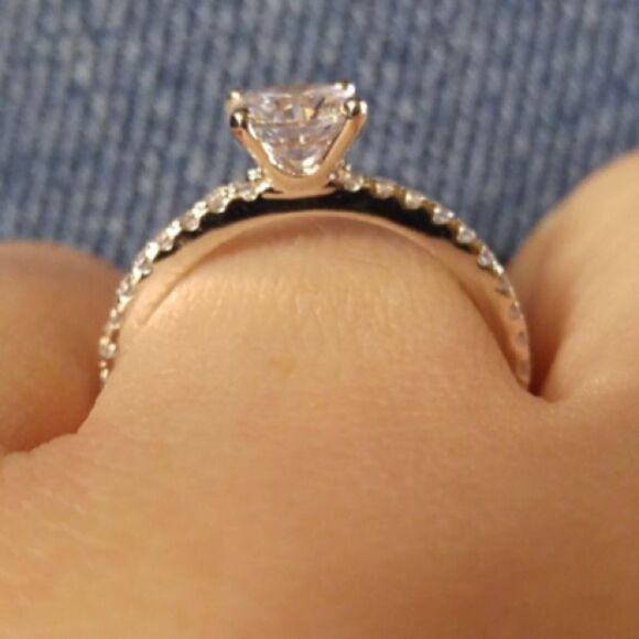 1.25Ct Diamond Round Engagement Ring Sterling Silver Diamond Ring - Picture 5 of 6